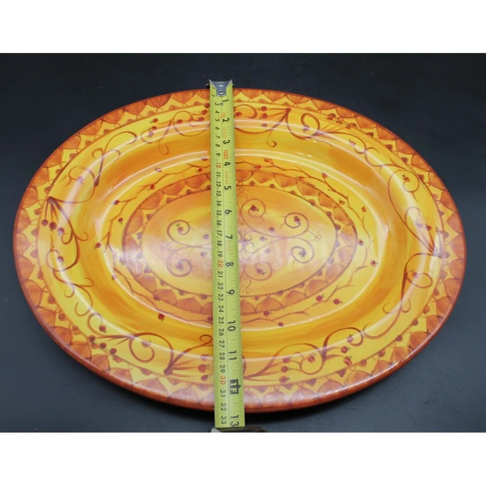 Pier 1 Karistan Hand Painted Earthenware Ceramic Serving Platter 16 in x 13 in